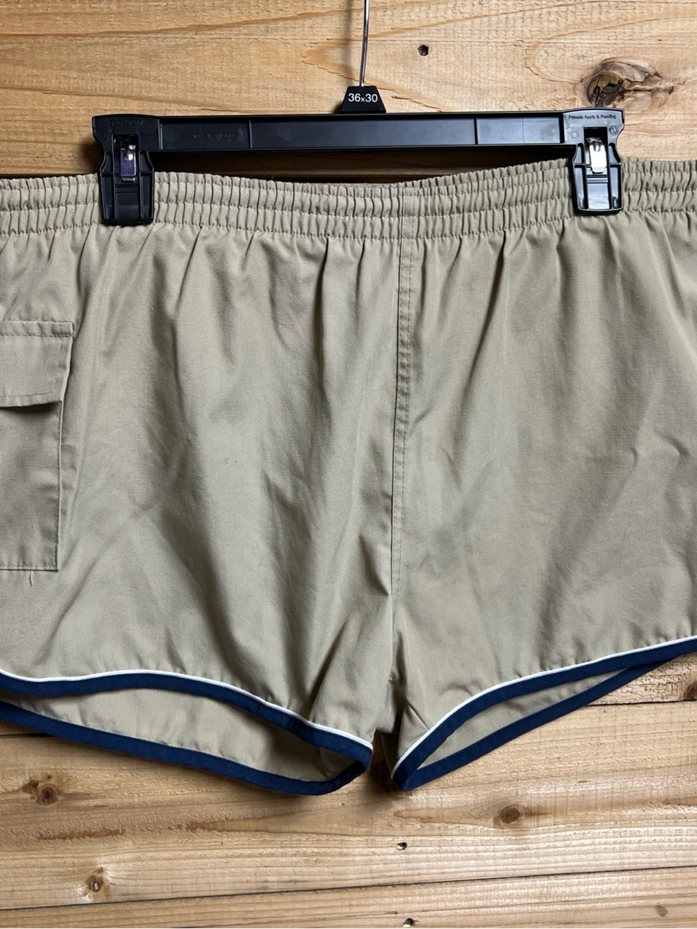 Men's Athletic Khaki Shorts with Navy Trim